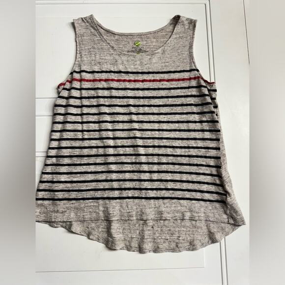 Dakini Tops - Dakini Women’s Gray Striped 100% Linen Tank Top Size Medium M